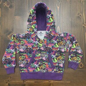 Disney Parks Purple Graffiti Hoodie Sweatshirt Mickey Mouse Unisex 3 4 Years XS